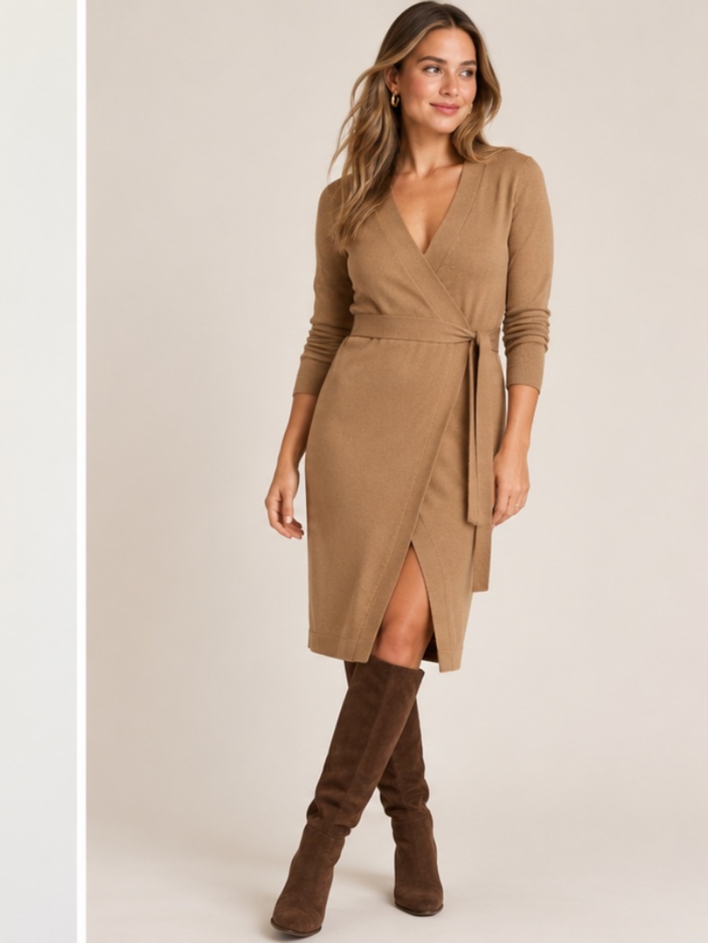 NWT Banana Republic Brown Sugar Wrap Sweater Dress Size M